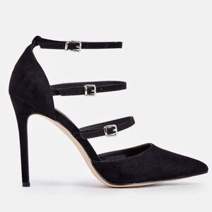 CATO black suede caged strappy heels women size 8